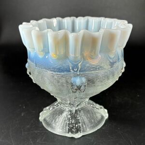 Antique Northwood Opalescent‎ Klondike Primrose Rose Bowl Button & Panel Vintage